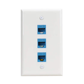 phizli front faceplate blue showing three ports and neat appearance benefit