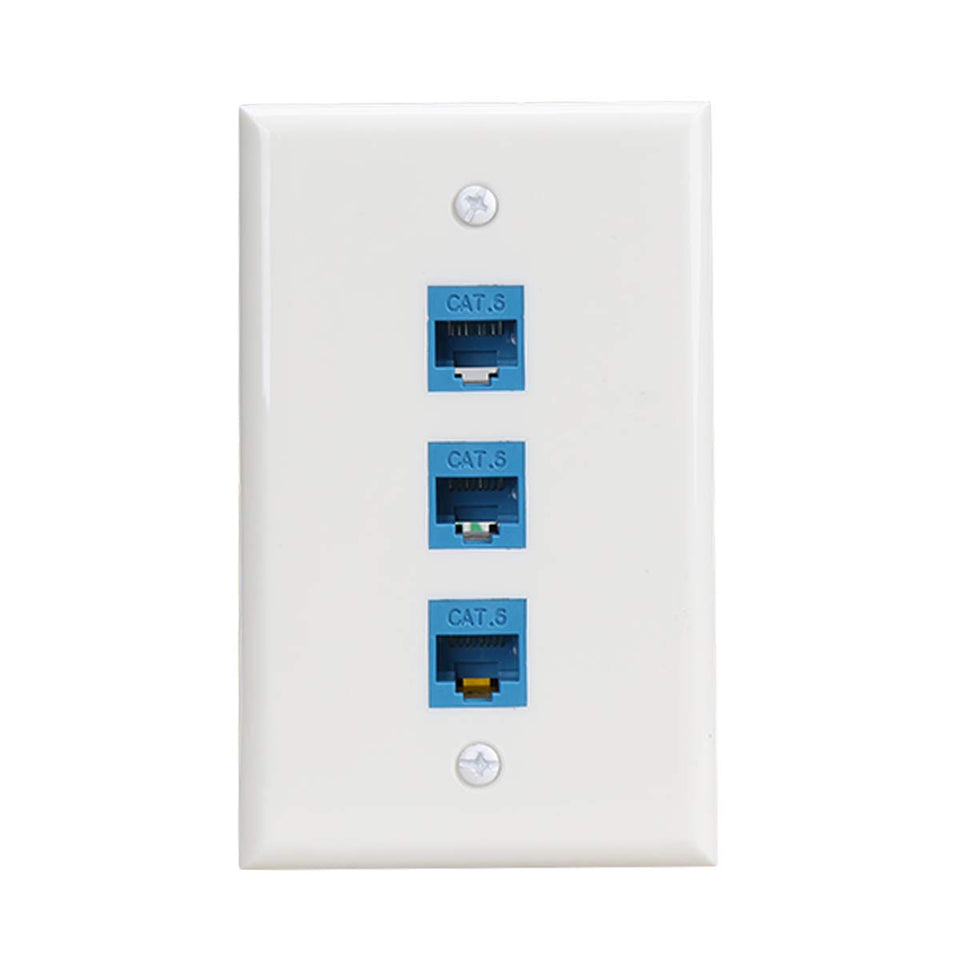 phizli front faceplate blue showing three ports and neat appearance benefit