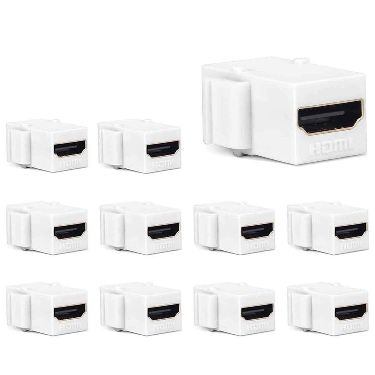 PHIZLI front view of keystone HDMI jack showing clean wall-plate fit and neat finish