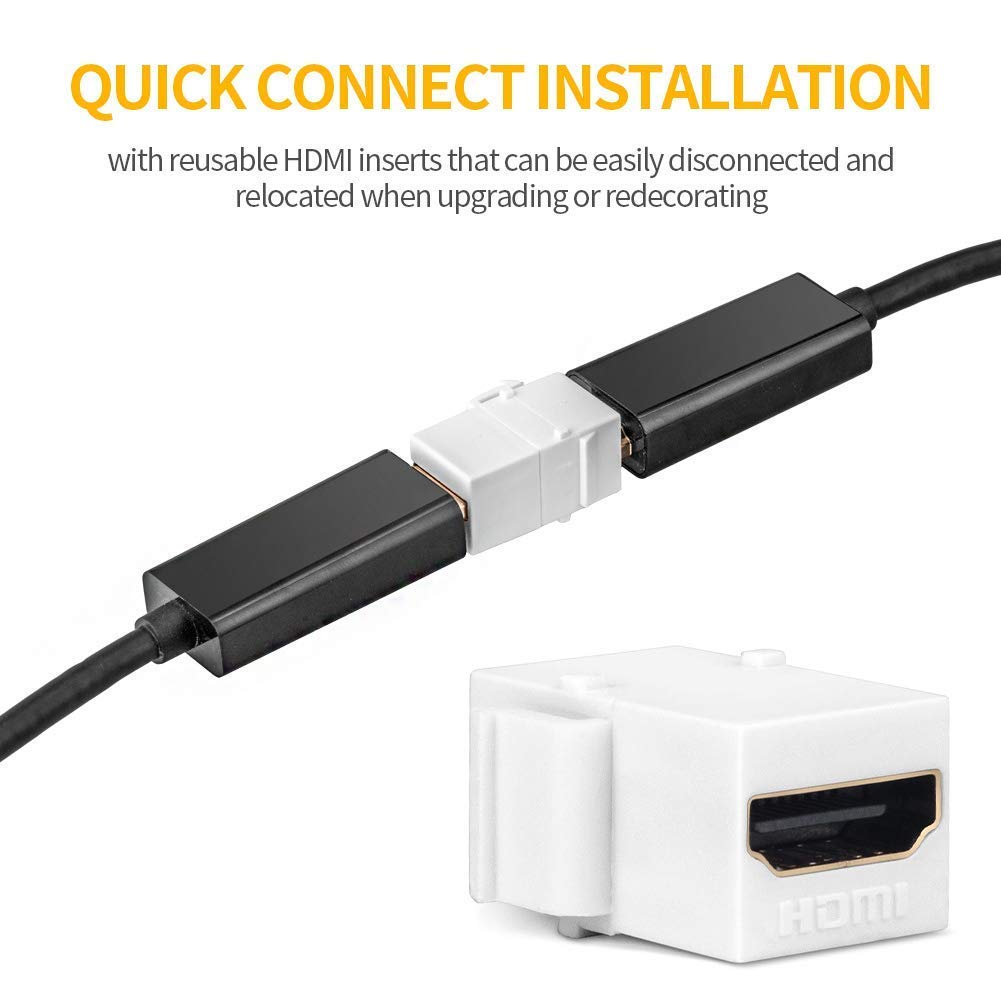 PHIZLI keystone HDMI installed in wall plate illustrating professional tidy AV termination