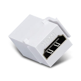 PHIZLI keystone HDMI beside a hand to show compact size and easy handling