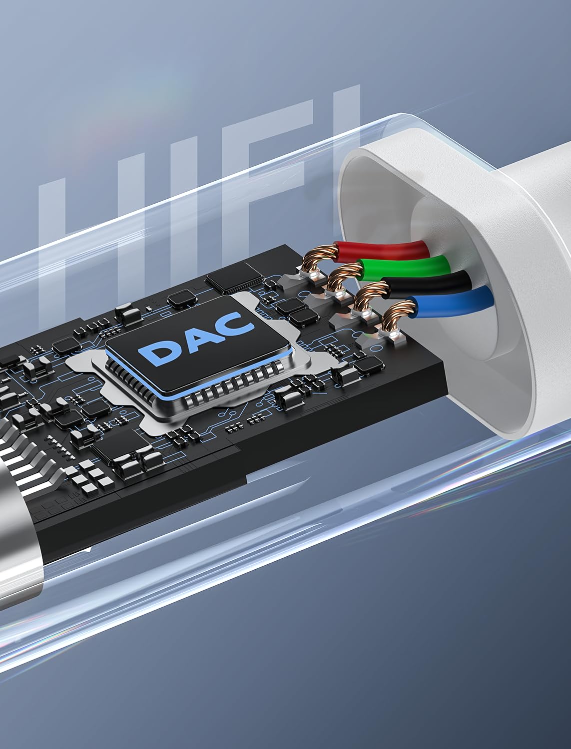 phoie adapter in use with iPhone shows seamless plug-and-play audio.