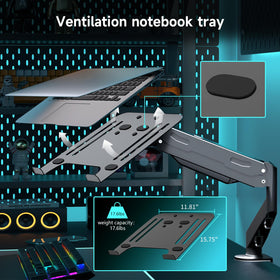 Pholiten perforated base mounted to desk saving surface area and space