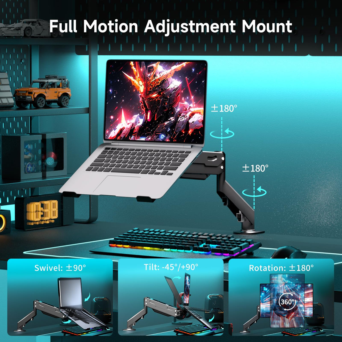 Pholiten side profile fully extended demonstrating smooth reach and motion