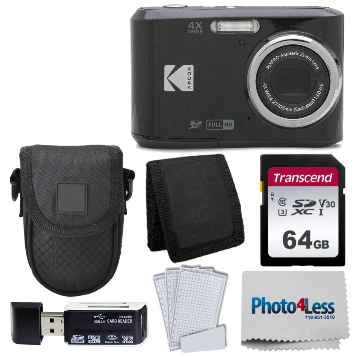 PHOTO4LESS Kodak Pixpro FZ45 front view shows a compact travel-ready camera.