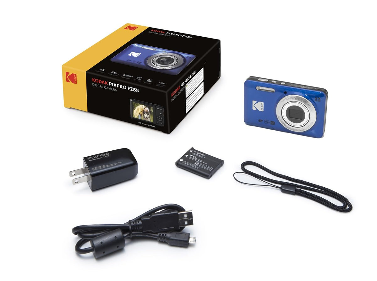 Kodak PIXPRO FZ55 blue 28mm wide-angle lens for wider scenes.