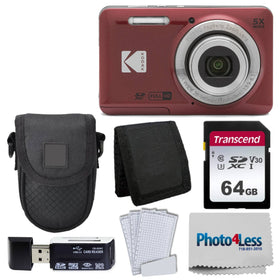 Photo4Less Kodak PIXPRO FZ55 red front view highlighting compact travel-ready design