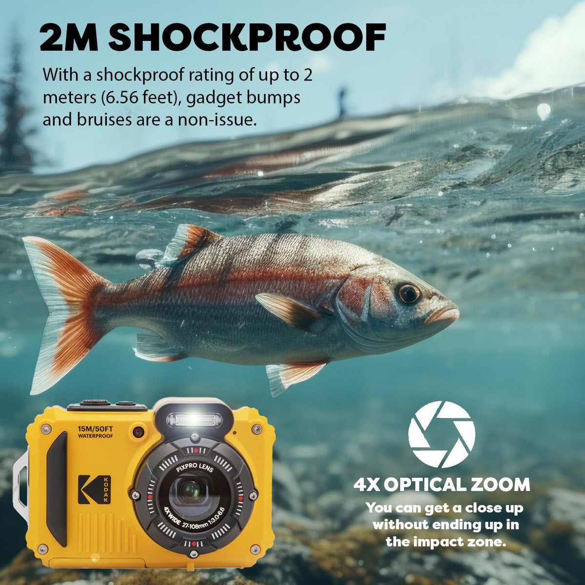 PIXPRO WPZ2 side grip and rugged body built for tough conditions.