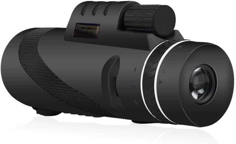 PhysioPhyx 80x100 monocular telescope with smartphone bracket enables high-detail distant viewing and easy photo capture.