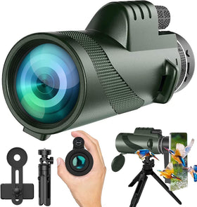 PhysioPhyx monocular front view showing lens and durable casing, clear distant viewing