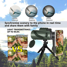PhysioPhyx monocular in hand for scale, lightweight portability for travel