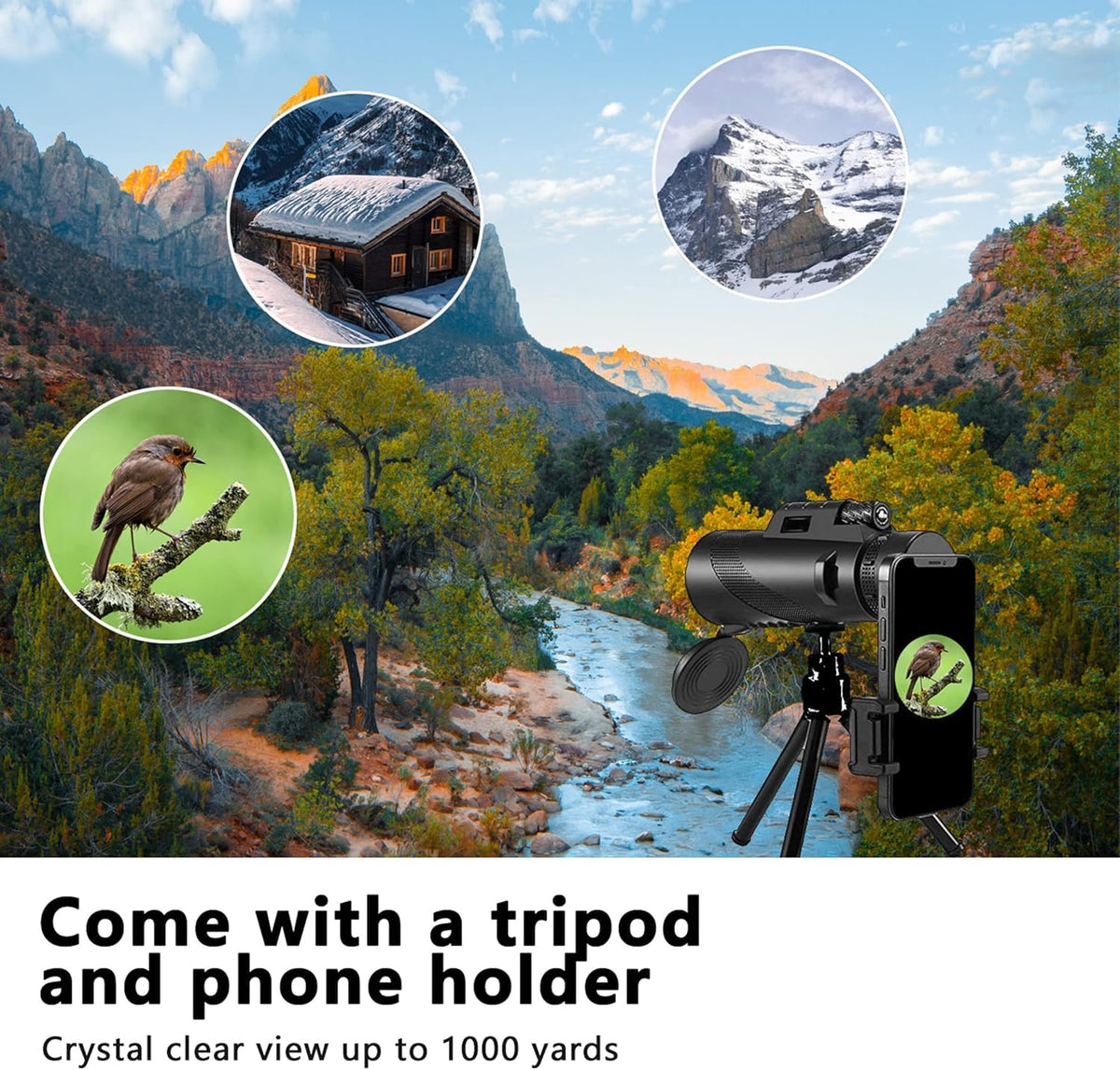 PhysioPhyx with smartphone adapter attached enabling handheld digiscoping