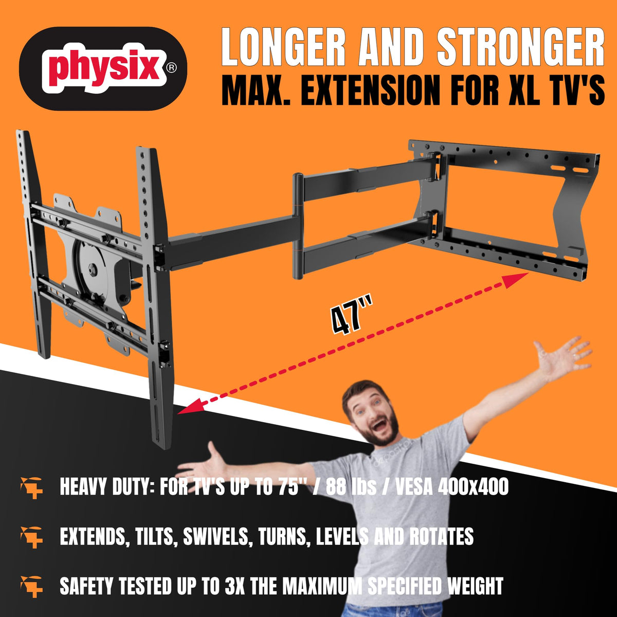 Physix 2120 VESA 400x400 compatible supports many TV models