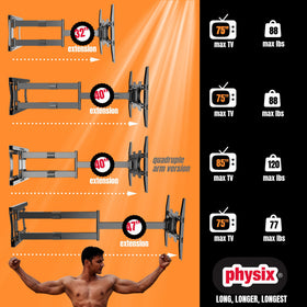 Physix 2120 wall mount profile keeps TV neatly tucked against wall
