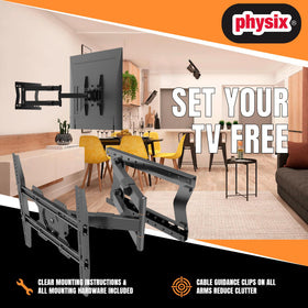 Physix 4100 Long Arm full motion swivels for adjustable viewing angles.
