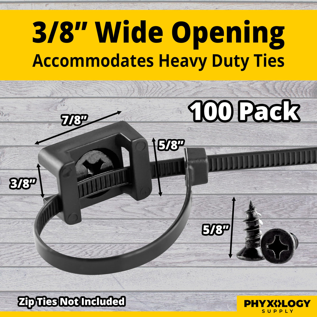 PHYXOLOGY SUPPLY kit includes 100 mounts with matching screws for permanent installs