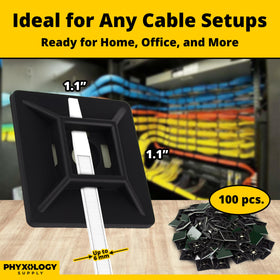 PHYXOLOGY SUPPLY 100-pack zip tie bases for rapid project readiness