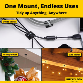 PHYXOLOGY SUPPLY adhesive-backed base installed on a flat surface for quick mounting