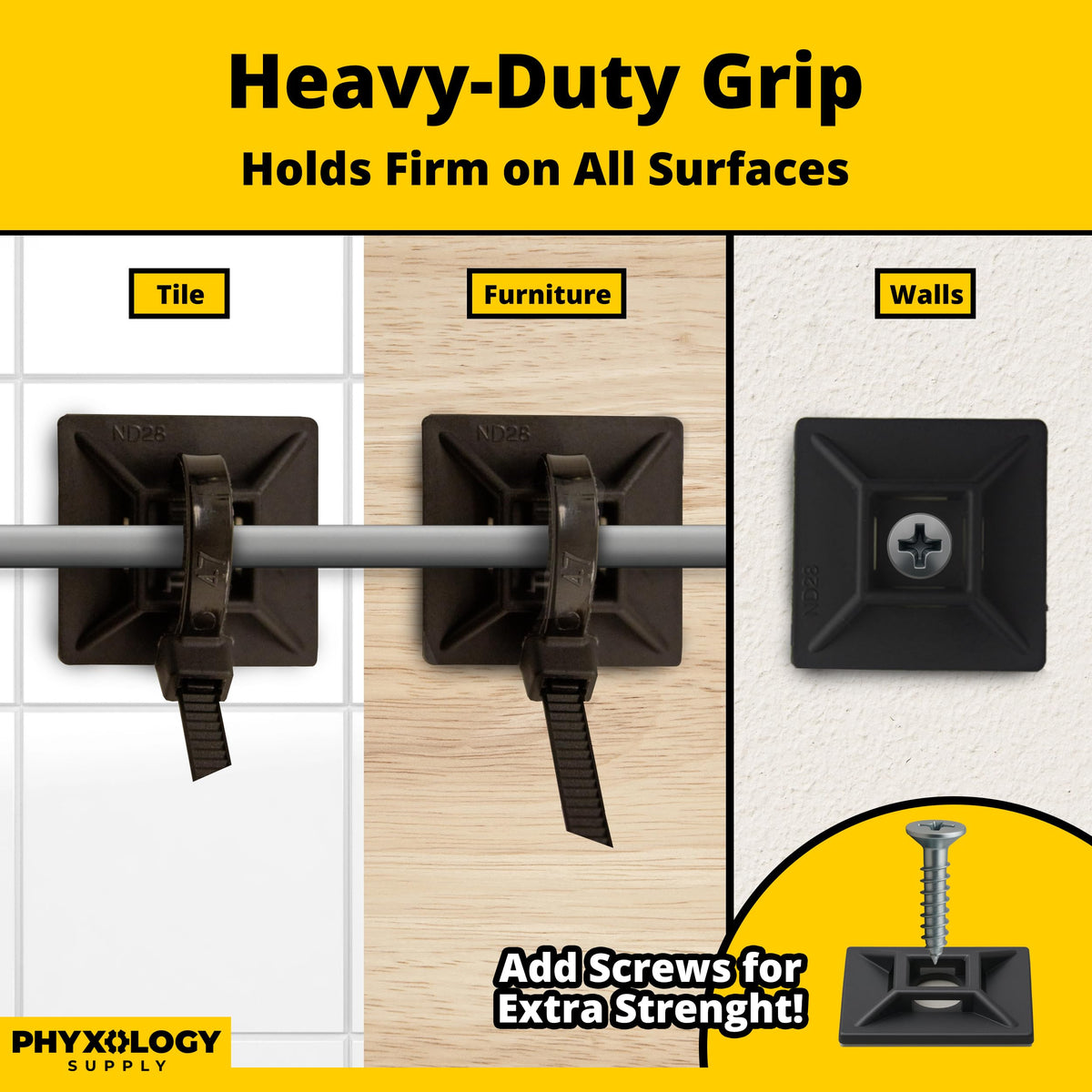 PHYXOLOGY SUPPLY four-sided insert for flexible, tool-free installation