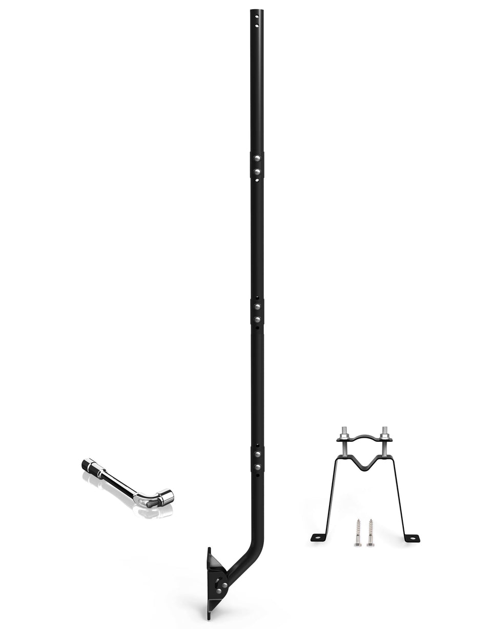 PIBIDI adjustable antenna mount on wall with 66-inch arm enables versatile outdoor placements.