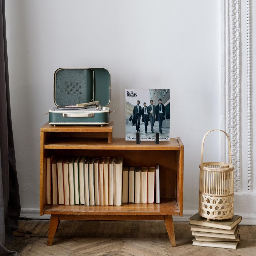 Multi-use display idea shows the organizer as decor on a bookshelf or desk.