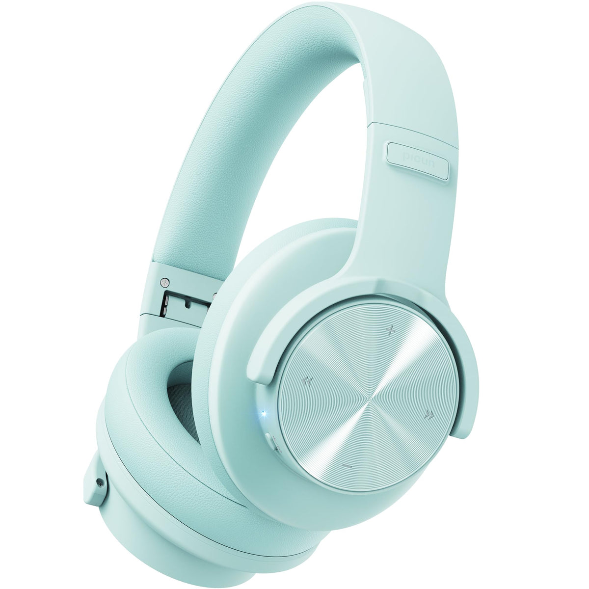 Picun B8 front view showing cyan finish and compact fold design for travel
