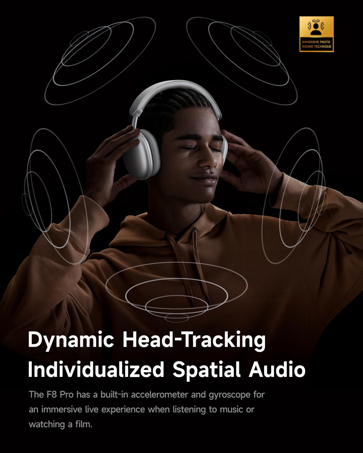 Picun F8 Pro headphones show deep bass for immersive listening experiences.
