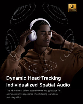 Picun F8 Pro headphones side profile highlighting lightweight build for long listening sessions.