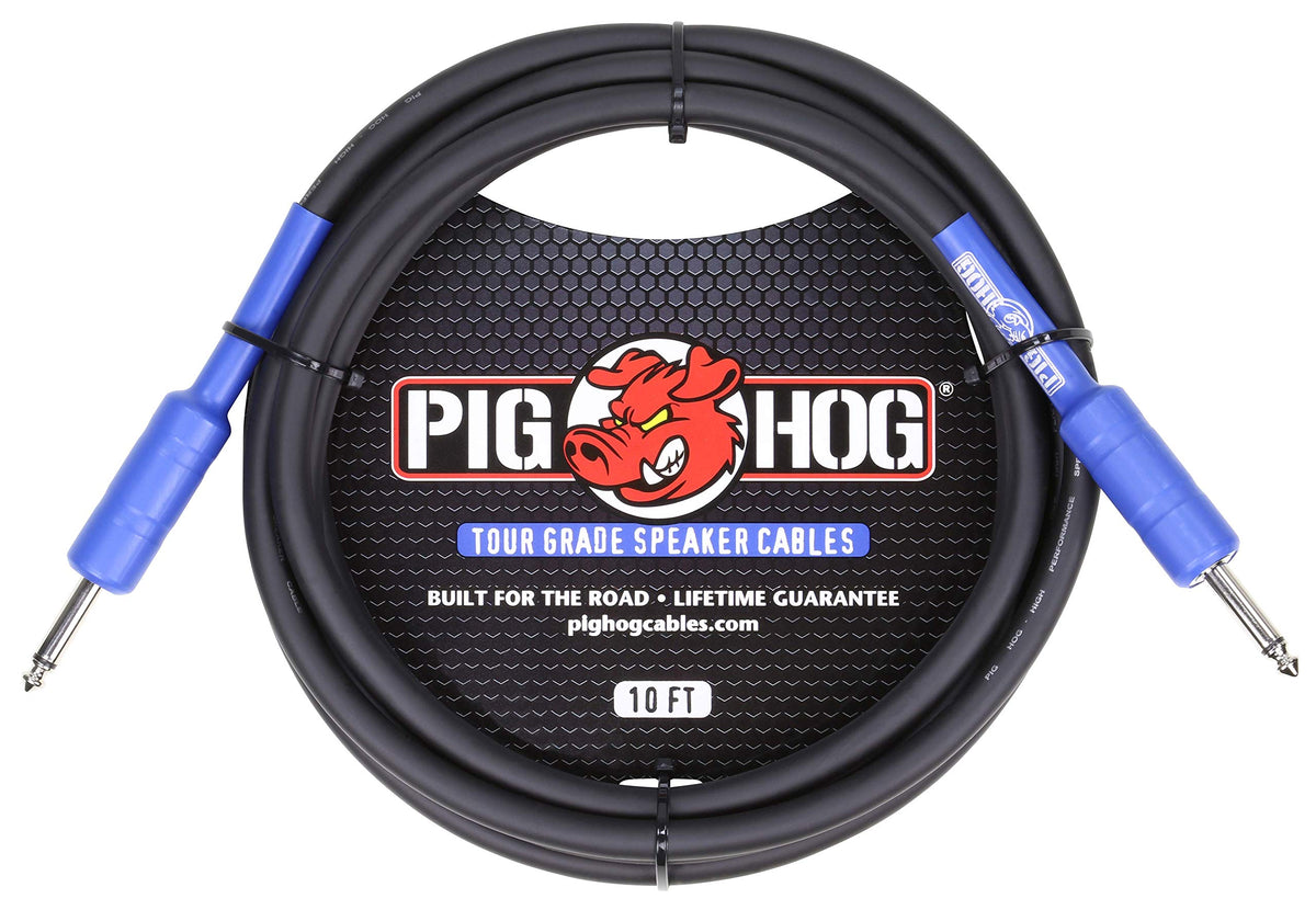 Pig Hog PHSC10 speaker cable front view, rugged build for on-stage reliability
