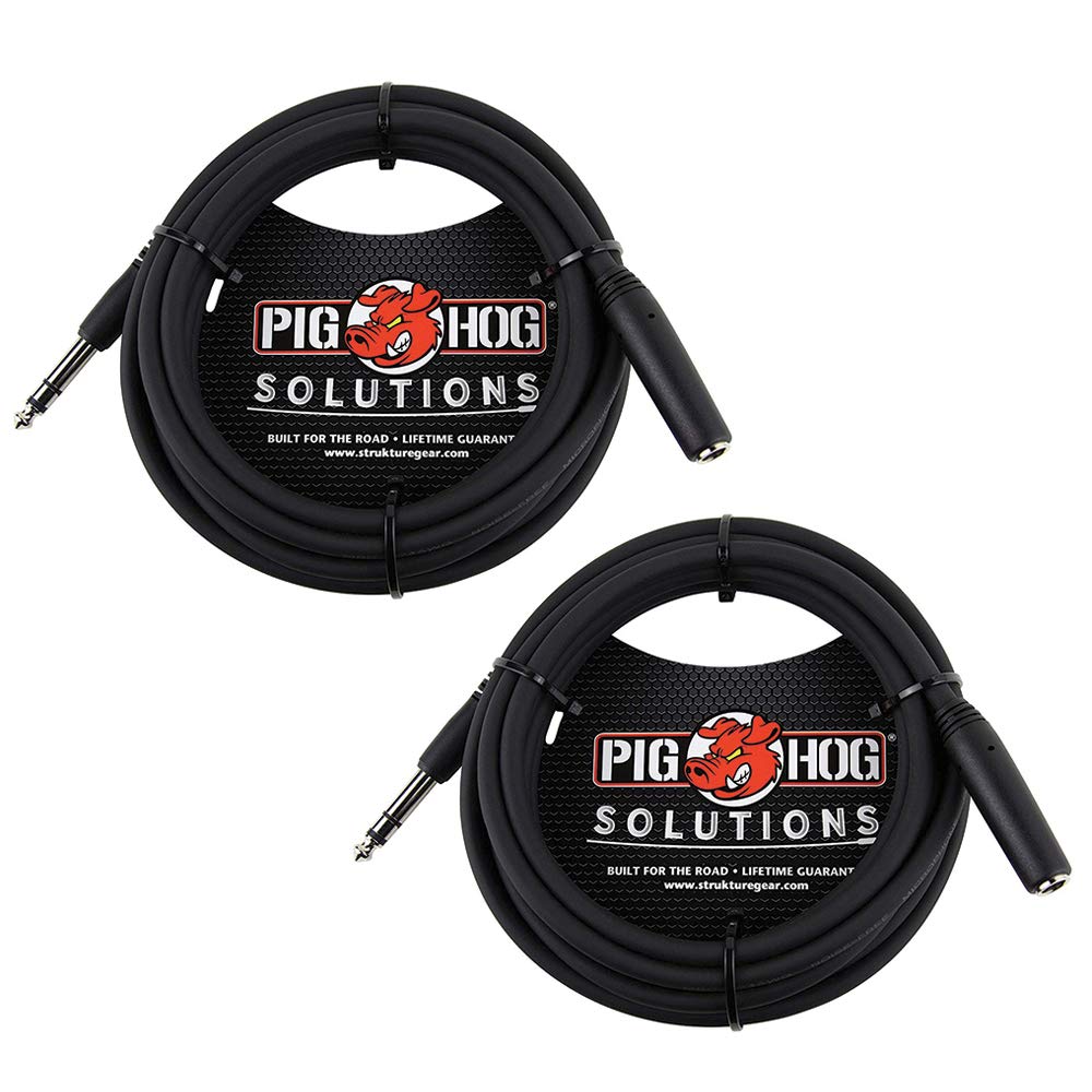 Pig Hog PHX14 10 ft headphone extension cable with durable TRS connectors for studio use.