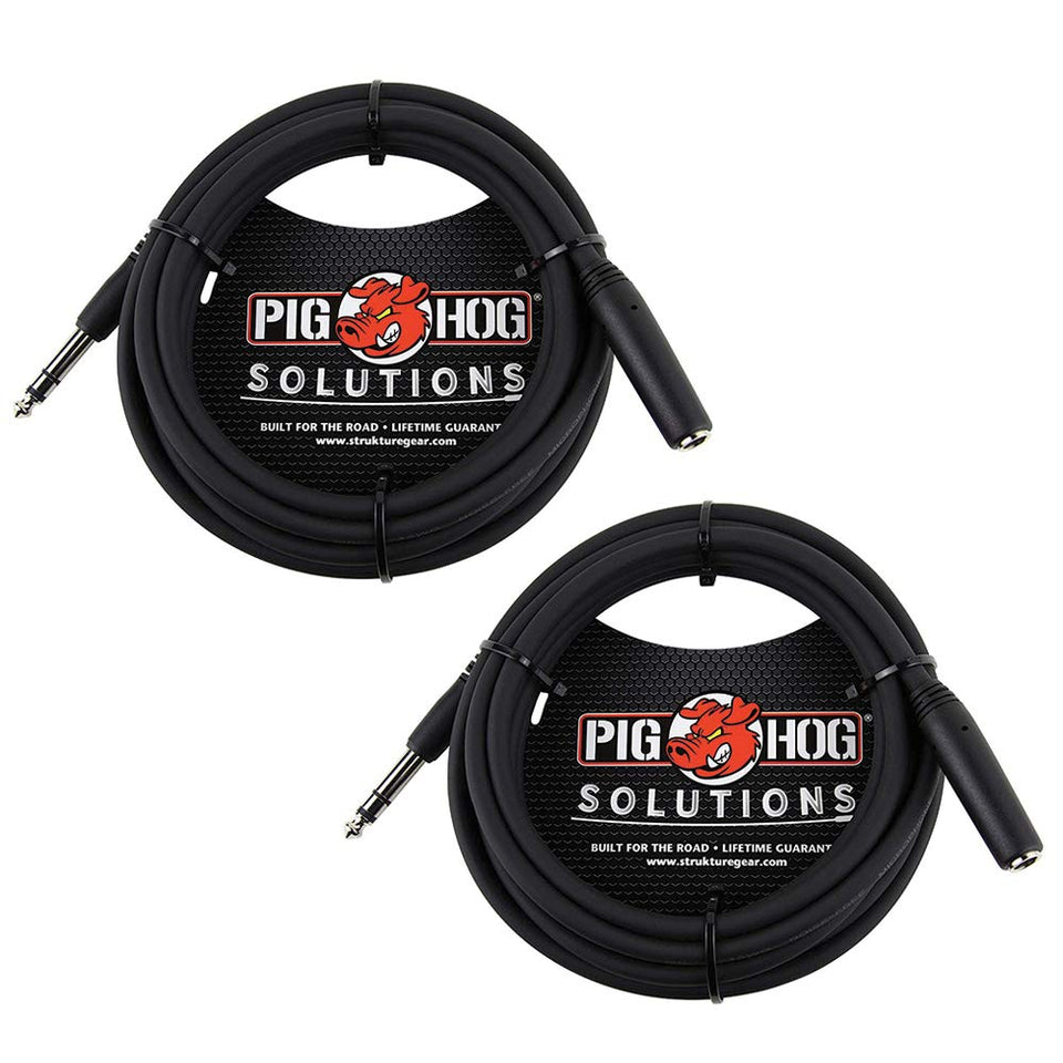 Pig Hog PHX14 10 ft headphone extension cable with durable TRS connectors for studio use.