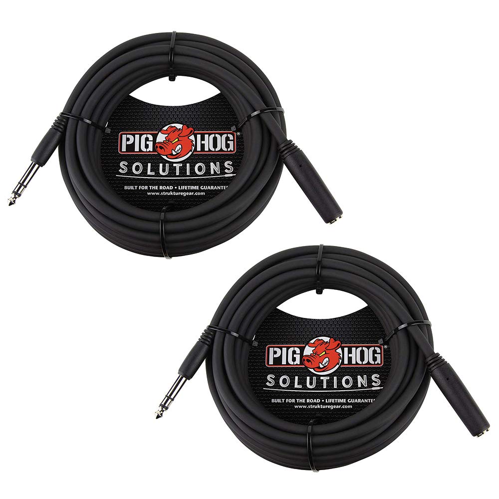 Pig Hog PHX14-25 headphone extension cable shows 25 ft reach for studio setups.