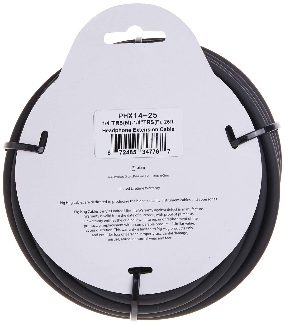 PHX14-25 headphone extension reaches up to 25 ft for flexible monitoring.