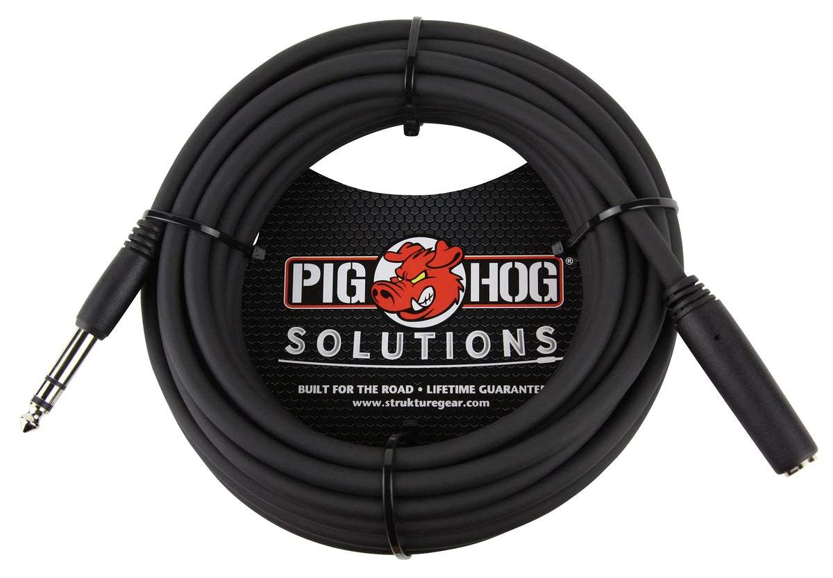 Pig Hog PHX14-25 headphone extension with TRS connectors for reliable studio monitoring.