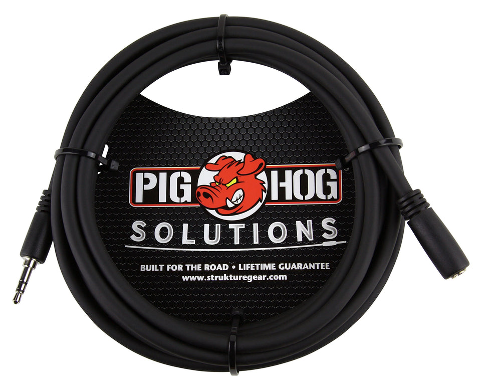 Pig Hog PHX35-10 full 10ft cable laid out showing reach and flexibility