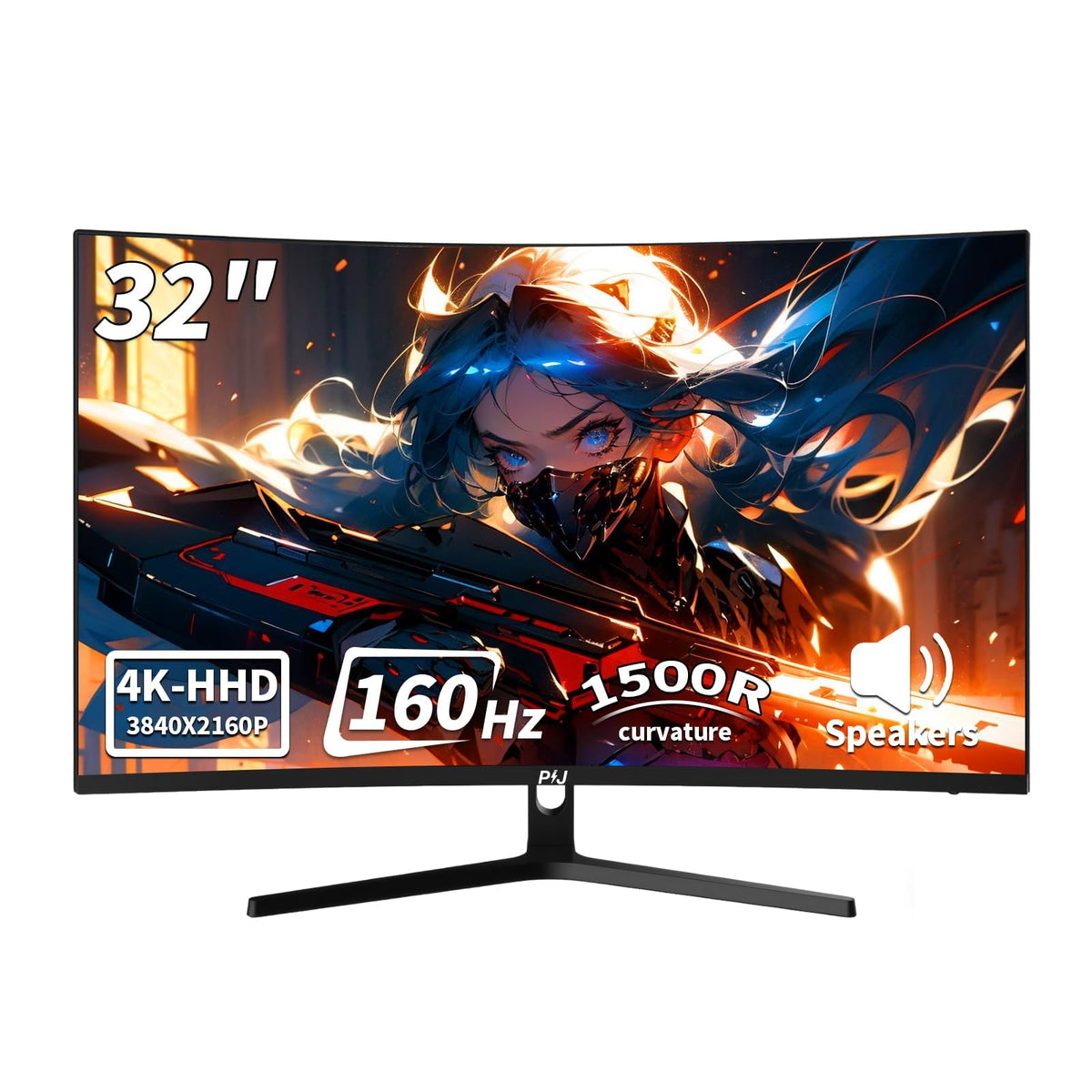 PIJ 32-inch curved gaming monitor 4K delivers immersive visuals for gaming.
