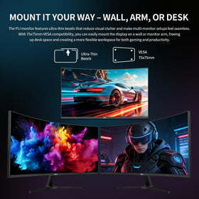 PIJ dual HDMI and DisplayPort inputs with built-in speakers for easy media