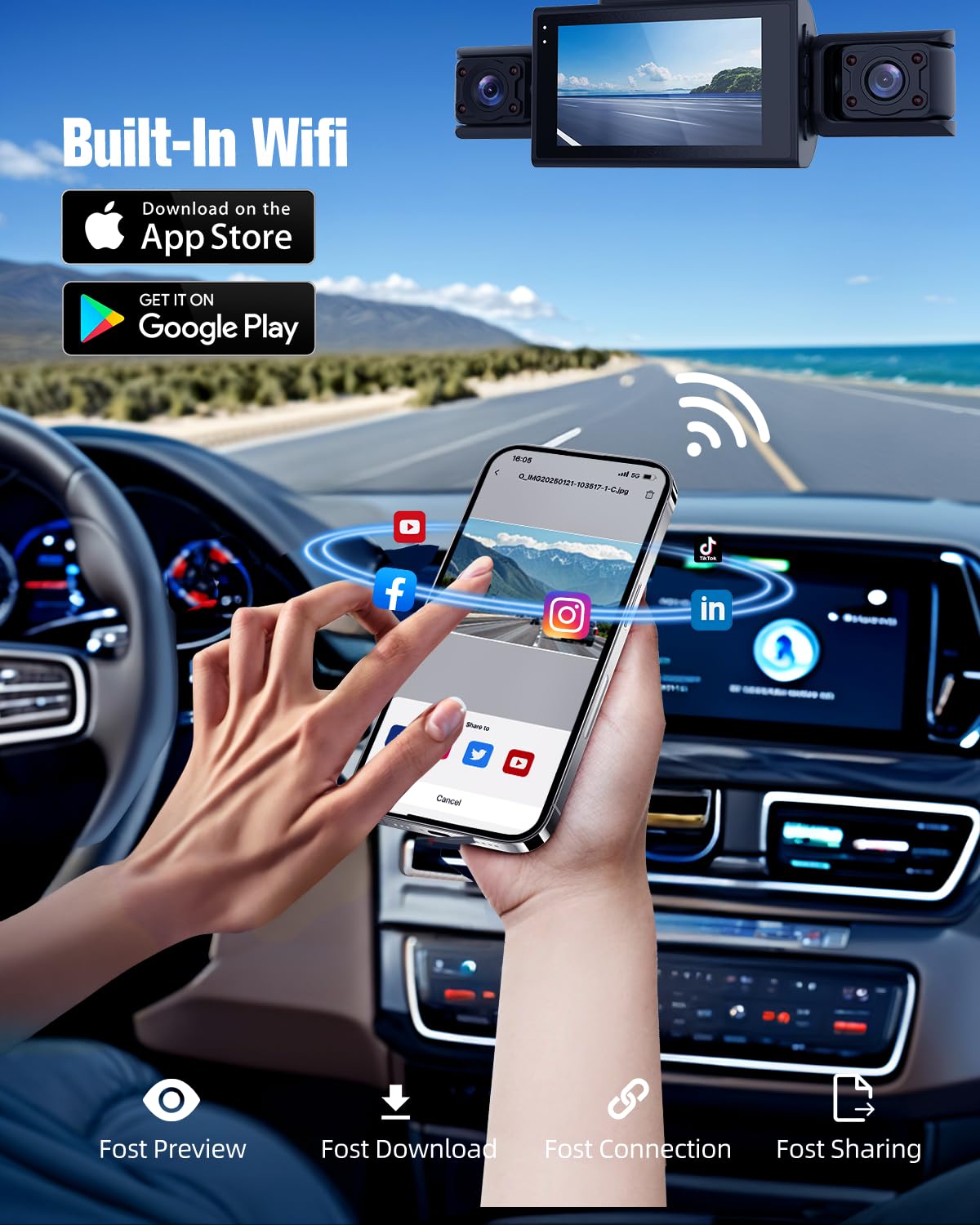 Pikidox Catcatch built-in WiFi and app enable quick video downloads and sharing.