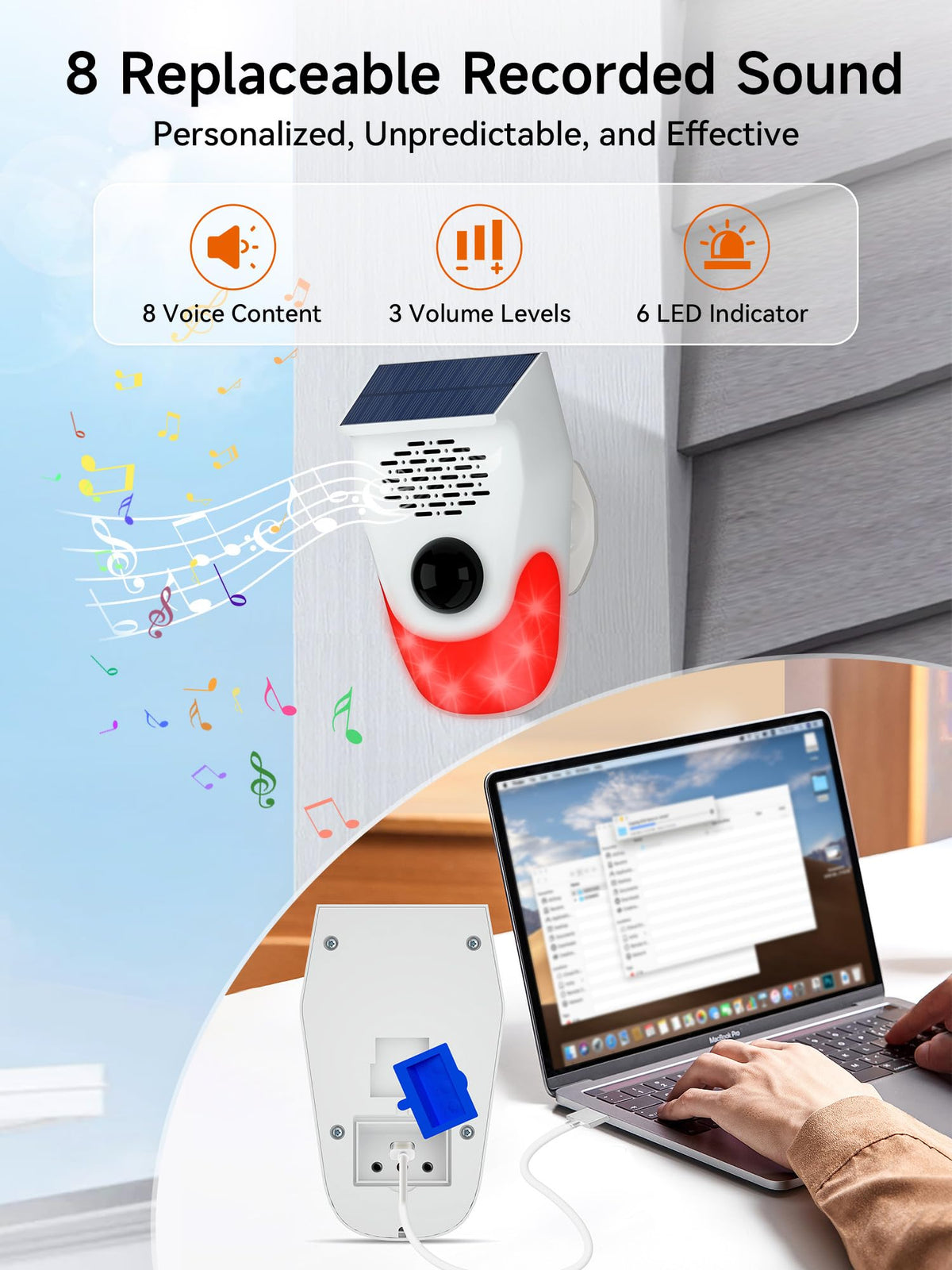 PILSAMAS USB voice upload port enables personalized alerts.
