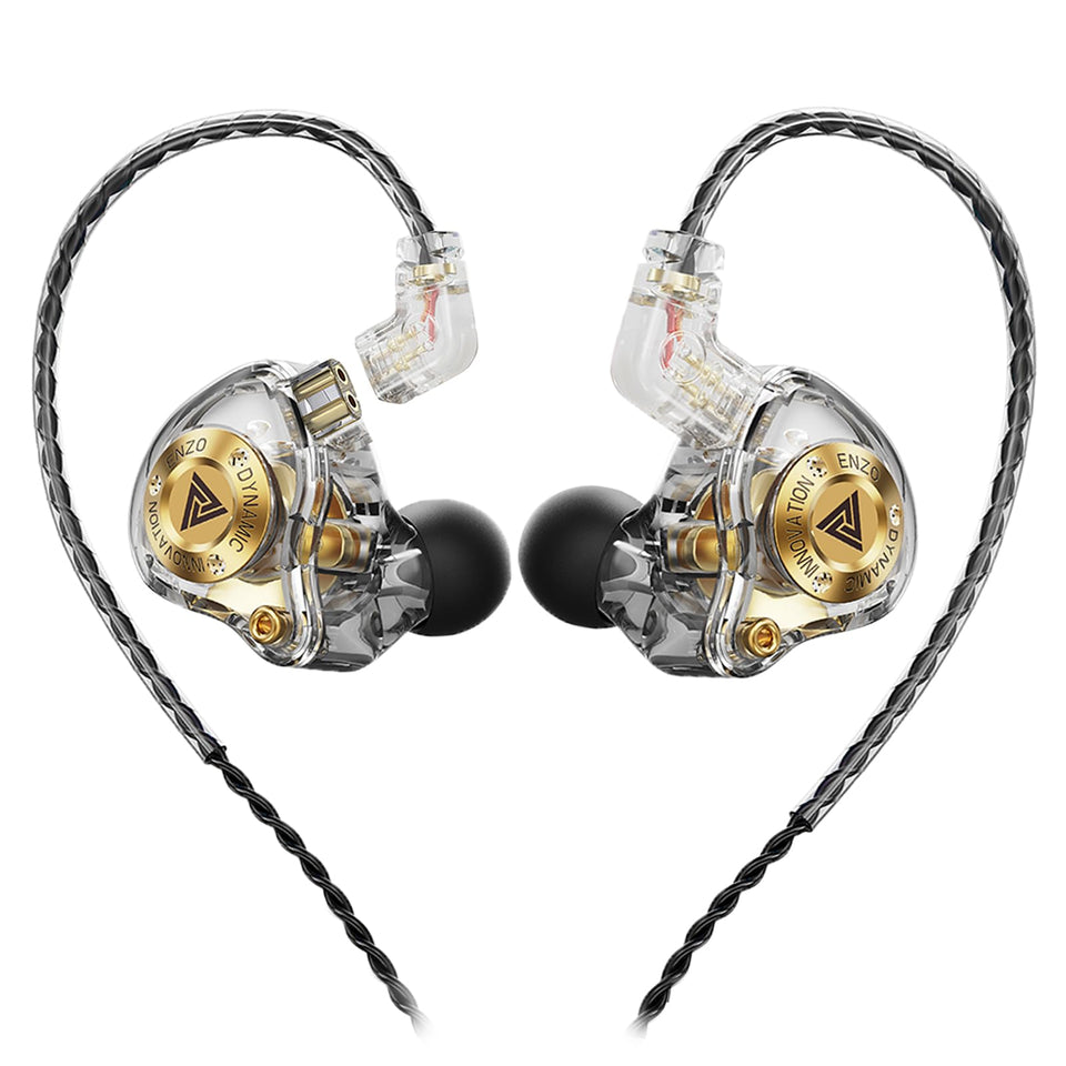 Piluyaa QKZ ENZO IEM with 11mm dynamic driver, front view, delivering detailed bass.