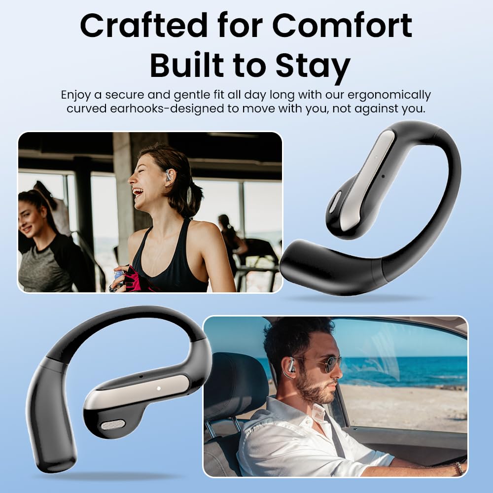 Piluyaa earbuds worn by runner showing secure fit and situational awareness