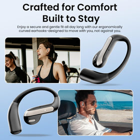 Piluyaa earbuds worn by runner showing secure fit and situational awareness