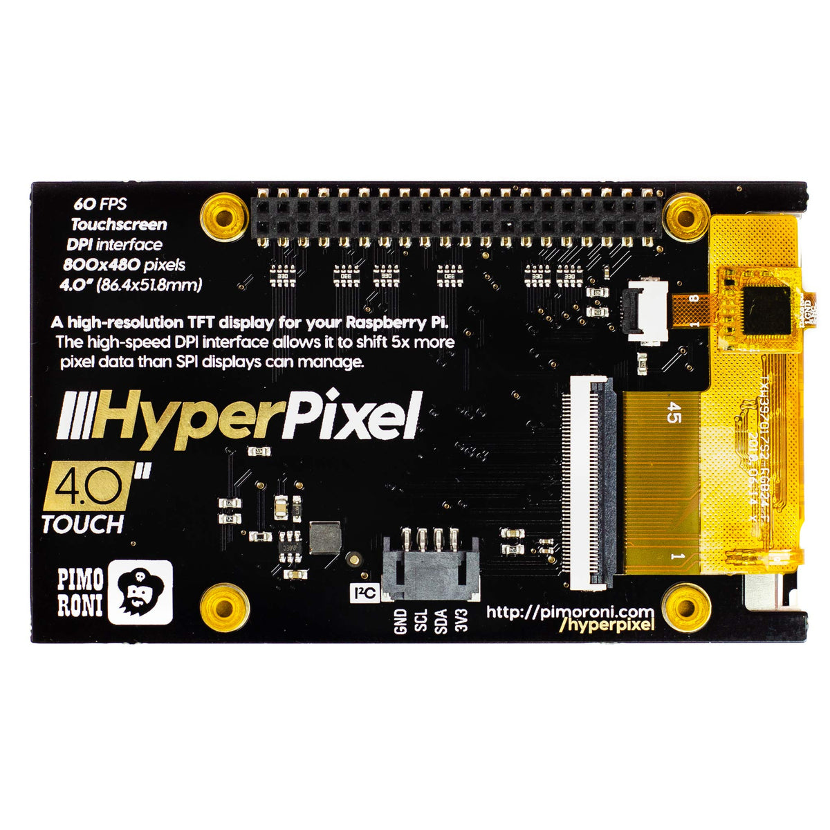 Pimoroni HyperPixel 4.0 multi-touch surface detects input precisely.