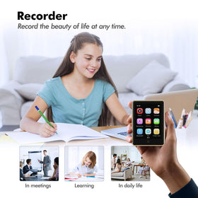 PINHUI paired with Bluetooth headphones demonstrating wireless listening freedom