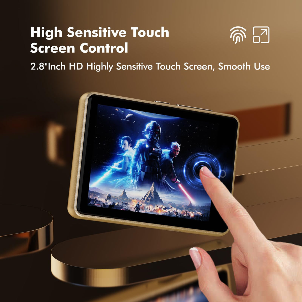 PINHUI speaker grille detail showing built-in speaker for on-the-go sound