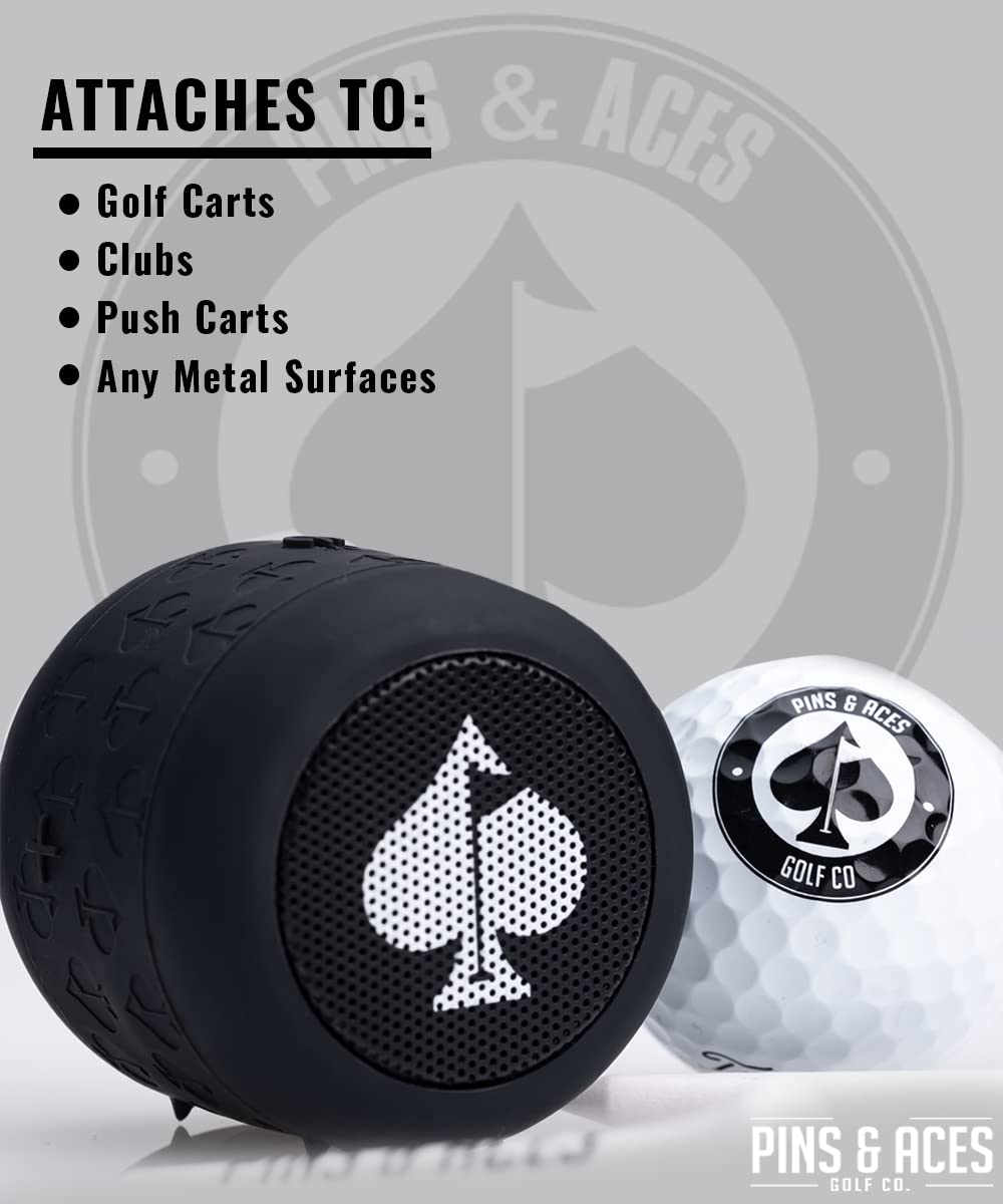 Pins & Aces Spade Speaker magnetic base attached securely to metal surface