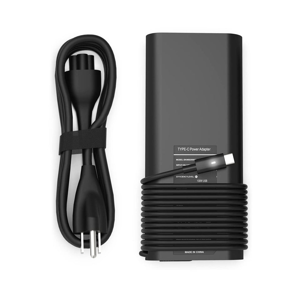 PIOEVTKA front view of 130W USB-C charger showing compact design and portability