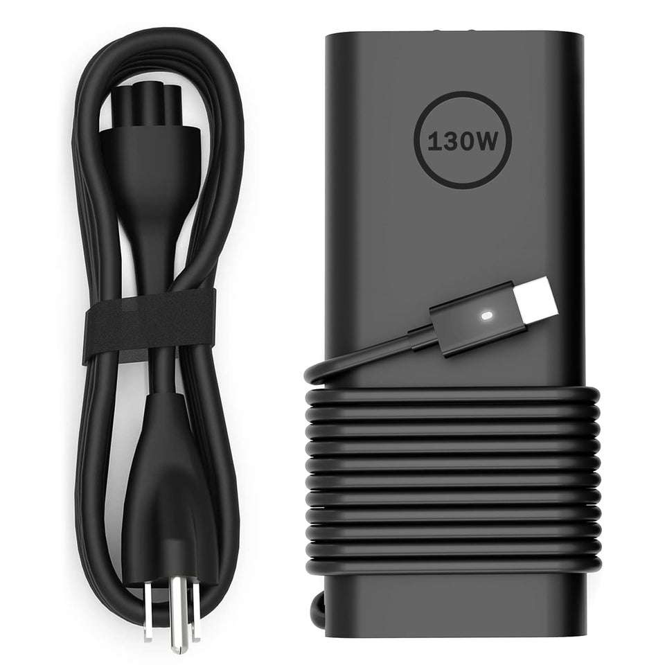 PIOEVTKA front view of 130W USB-C charger shows compact design and brand, solid replacement
