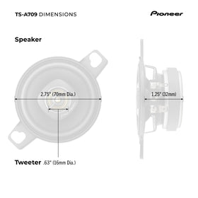 PIONEER TS-A709 packaging box indicates ready-to-install car speaker upgrade