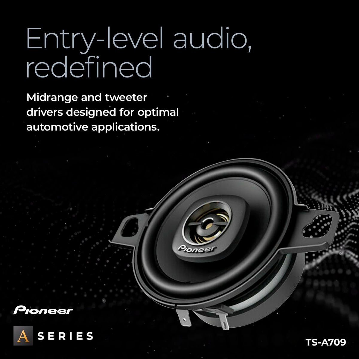 PIONEER TS-A709 tweeter close-up emphasizes crisp highs and smooth treble